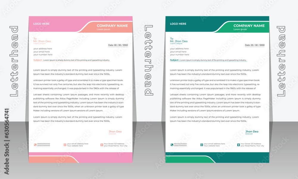 Modern Creative & Clean business style letterhead bundle of your corporate project design. Modern Creative & Clean business style letterhead bundle of your corporate project design.