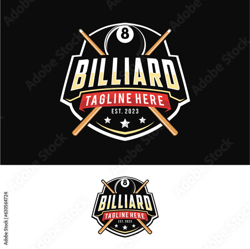 Billiard club Logo Template Design, Sports label vector illustration