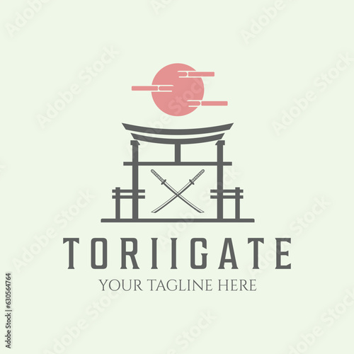 symbol tori gate minimalist traditional in japan illustration logo design icon