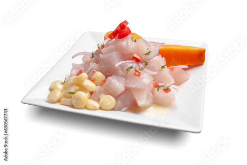 Isolated dish of Peruvian Cebiche
