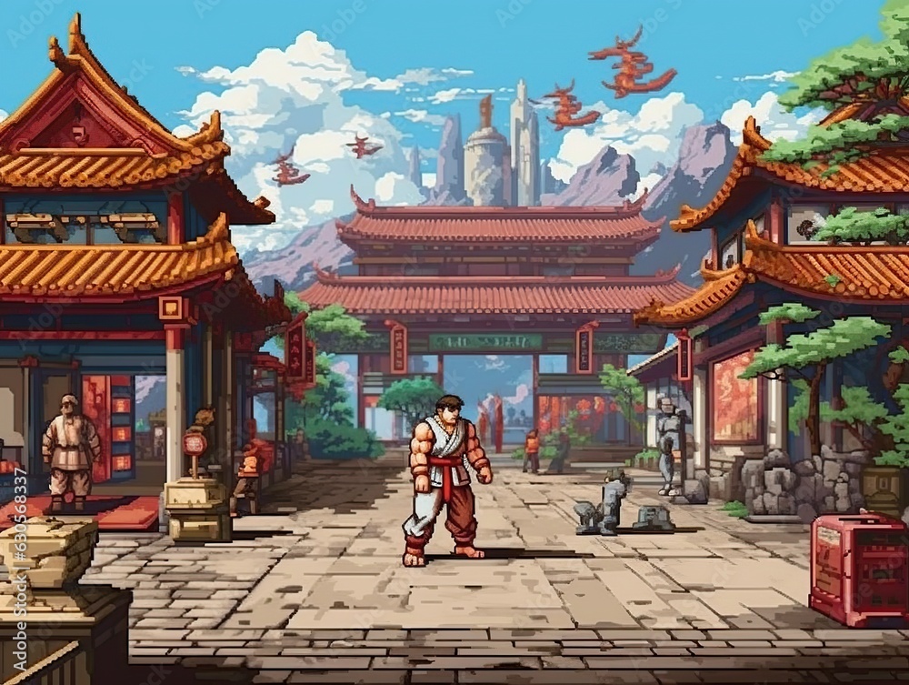 Pixel Art retro gameplay 1980 arcade game Pixel Art retro gameplay 1980 arcade game