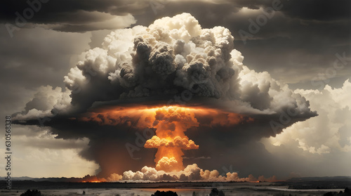核兵器、キノコ雲、原爆｜nuclear weapons, mushroom clouds, atomic bombs. Generative AI photo