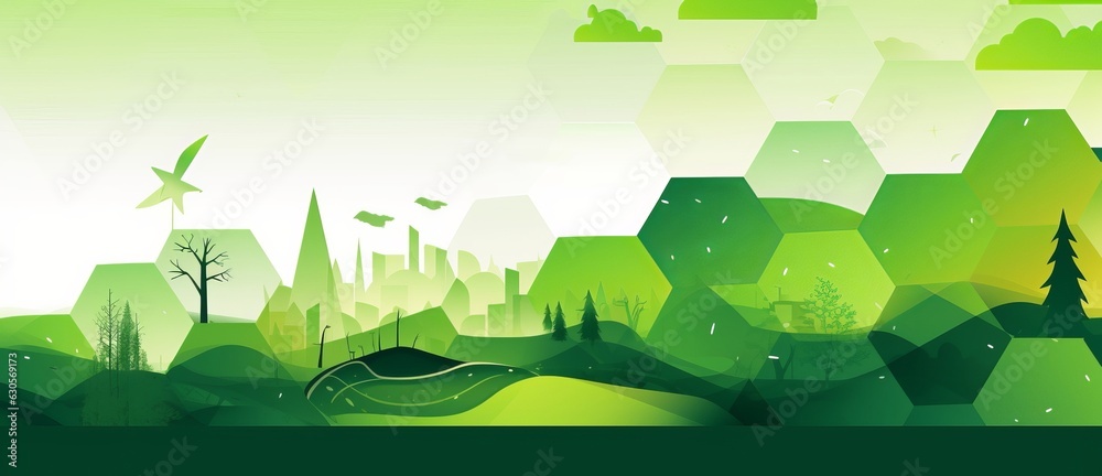 Green eco friendly lifestyle template mosaic illustration with nature ...