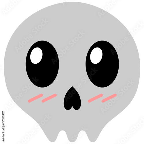 Cute Baby Skull Kawaii Chibi Cartoon Style. Design Illustration Element for Decoration or Ornament in Artwork or Halloween Festival