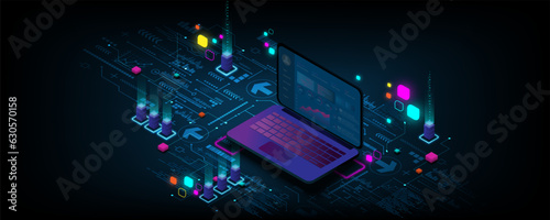 digital technology abstract background image business digital analytics Digital Server Business Growth Graph data center storage