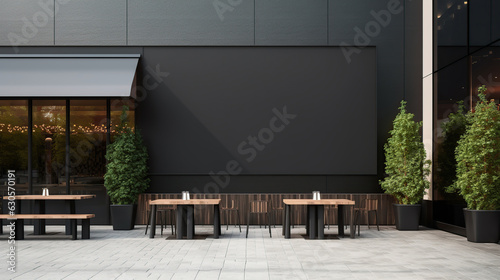 Mockup outdoor wall store shop sign