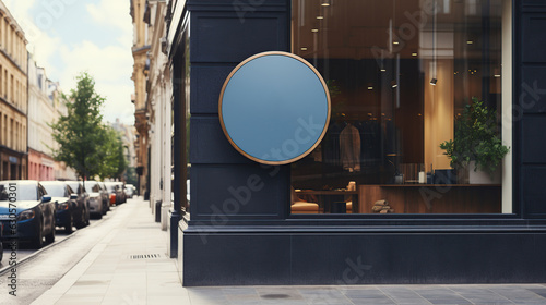 Mockup outdoor wall store shop circular sign