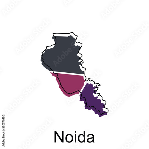 map of Noida vector design template, national borders and important cities illustration photo