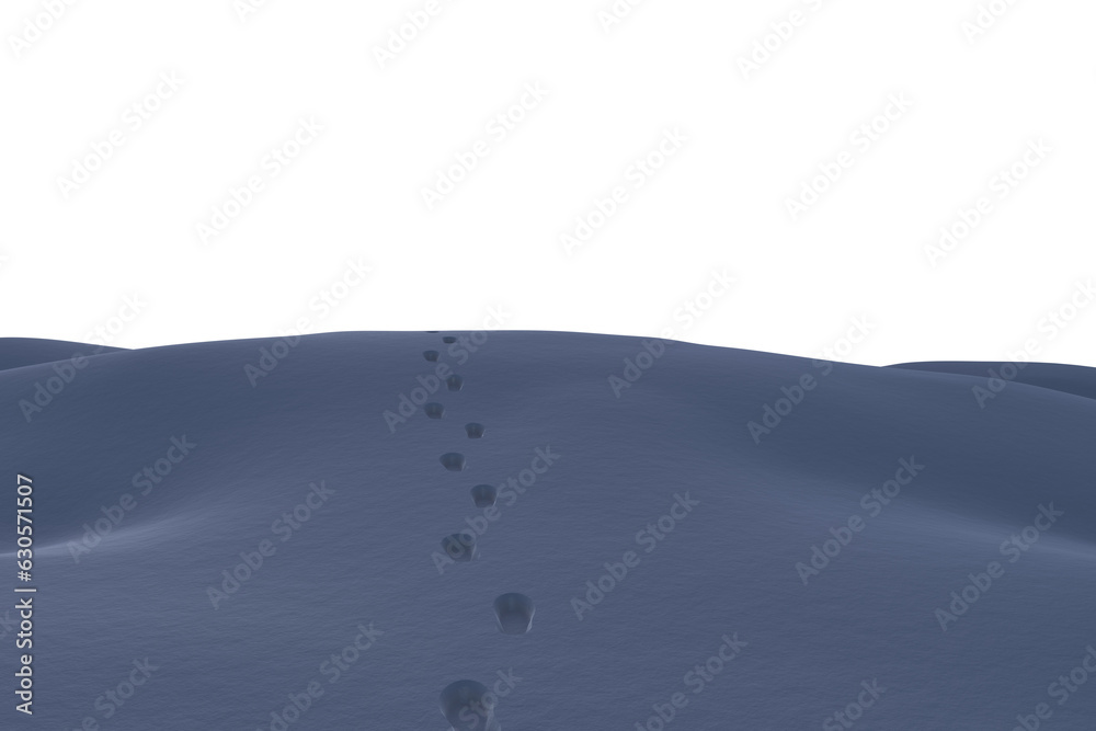 Digital png illustration of footprints in snow on transparent