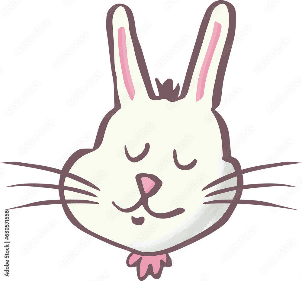 Naklejka premium Digital png illustration of smiling bunny head on transparent background