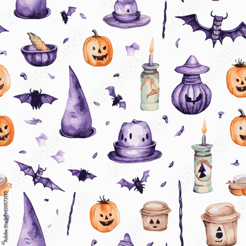 Halloween watercolor seamless pattern