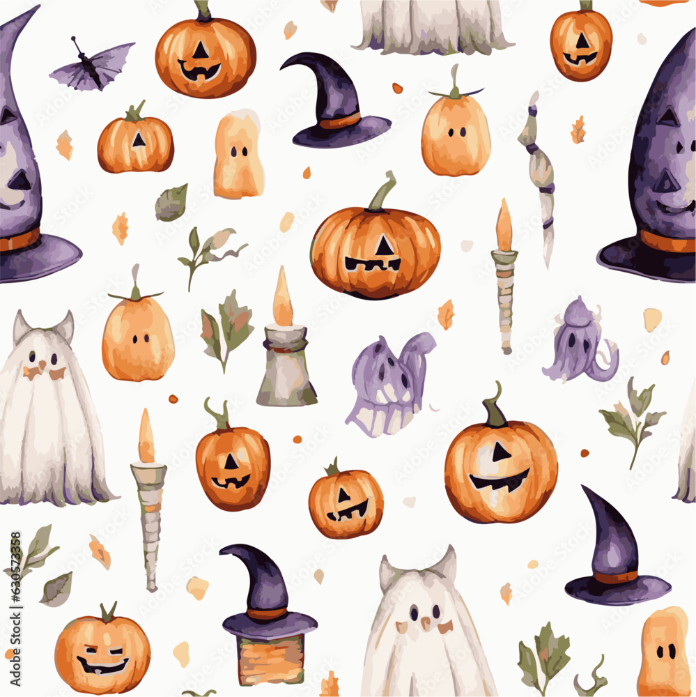 Halloween watercolor seamless pattern Halloween watercolor seamless pattern