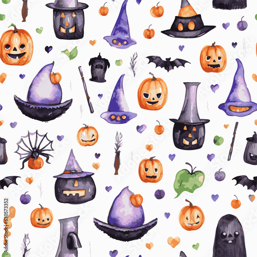 Halloween watercolor seamless pattern