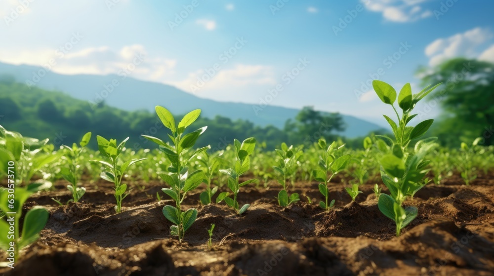 Row of Young Withania Plants Growing in a Field,Dicotyledonous Withania Plants in a Rural Landscape. Row of Young Withania Plants Growing in a Field,Dicotyledonous Withania Plants in a Rural Landscape.