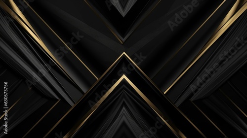 Amazing abstract black golden texture. 3d geometric banner premium royal color. Oil marble picture with glowing effect. Triangle striped trendy modern, Generative AI