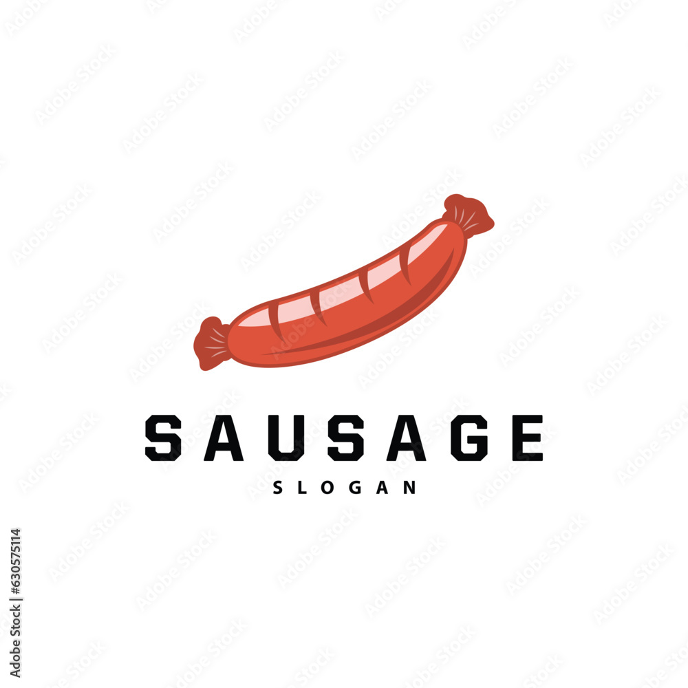 Sausage Logo, Vector Meat Fork and the Sausage Food, Restaurant Inspiration Design, Vintage Retro Rustic