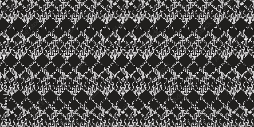 cool pattern with a combination of several box motifs lined down from large to small in black and black and white wave motifs cool pattern with a combination of several box motifs lined down from large to small in black and black and white wave motifs