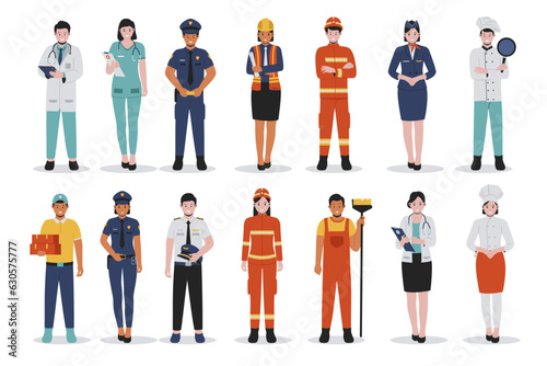 People profession illustration set collection.  Flat vector illustration isolated on white background