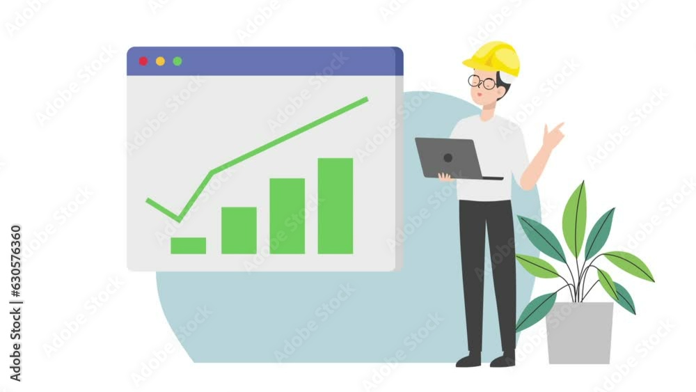 Engineer with growth chart Engineer with growth chart
