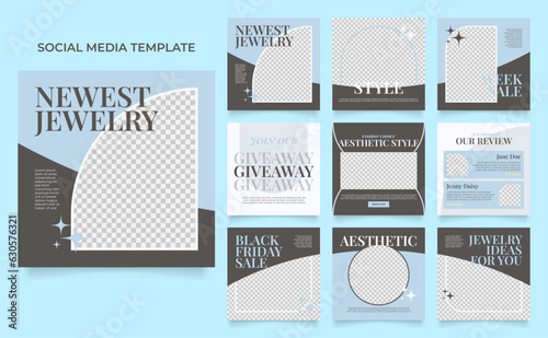 social media template banner jewelry sale promotion. fully editable instagram and facebook square post frame puzzle organic sale poster