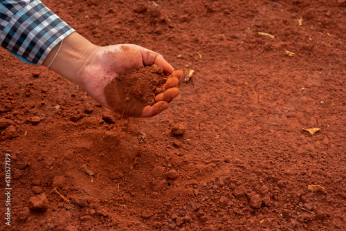 View of one hand holding soil reveals a powerful image of our intimate connection with nature, emphasizing our role as caretakers of the earth.