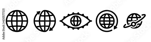 Earth grid icon set. Internet, global, worldwide, international concept.