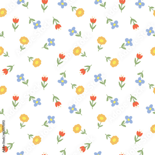 Seamleass pattern colorfull cute flower