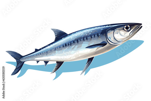 Mackerel fish vector art still life painting flat illustration