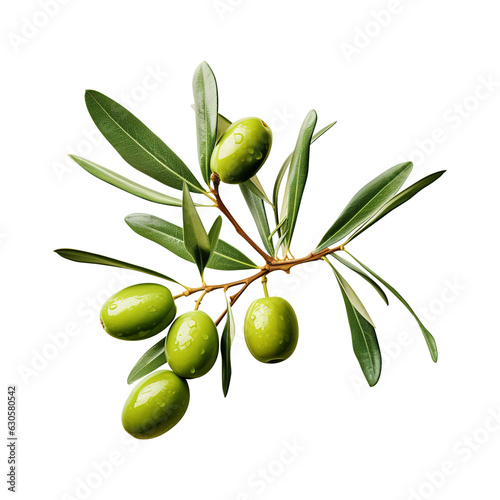 Fototapeta green olives with leaves on branch