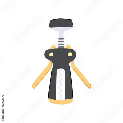 cork corkscrew wine cartoon. opener bottle, screw glass, vintage silhouette cork corkscrew wine sign. isolated symbol vector illustration
