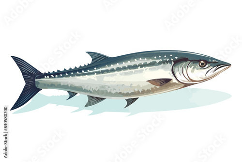 Mackerel fish vector art still life painting flat illustration