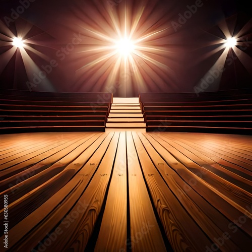 wooden floor of theather generative by AI technology