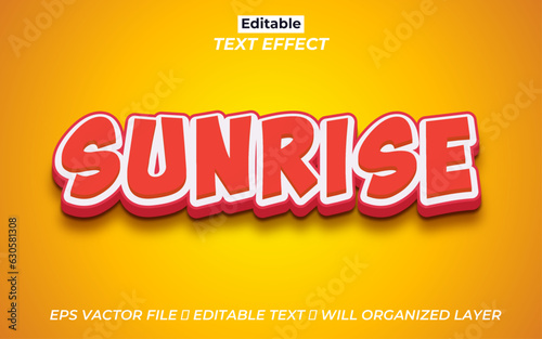 Free vector editable Sunrise text effect, 3d text effect	