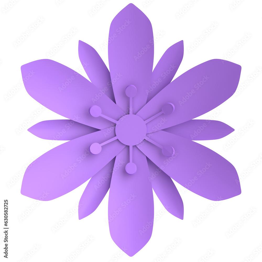 Paper flower. 3D flower. 3D illustration. Paper flower. 3D flower. 3D illustration.
