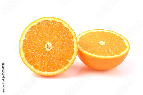 Cut Orange slice , mandarin, tangerine isolated on white background.