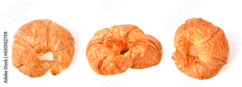 Two butter croissant on the white background.