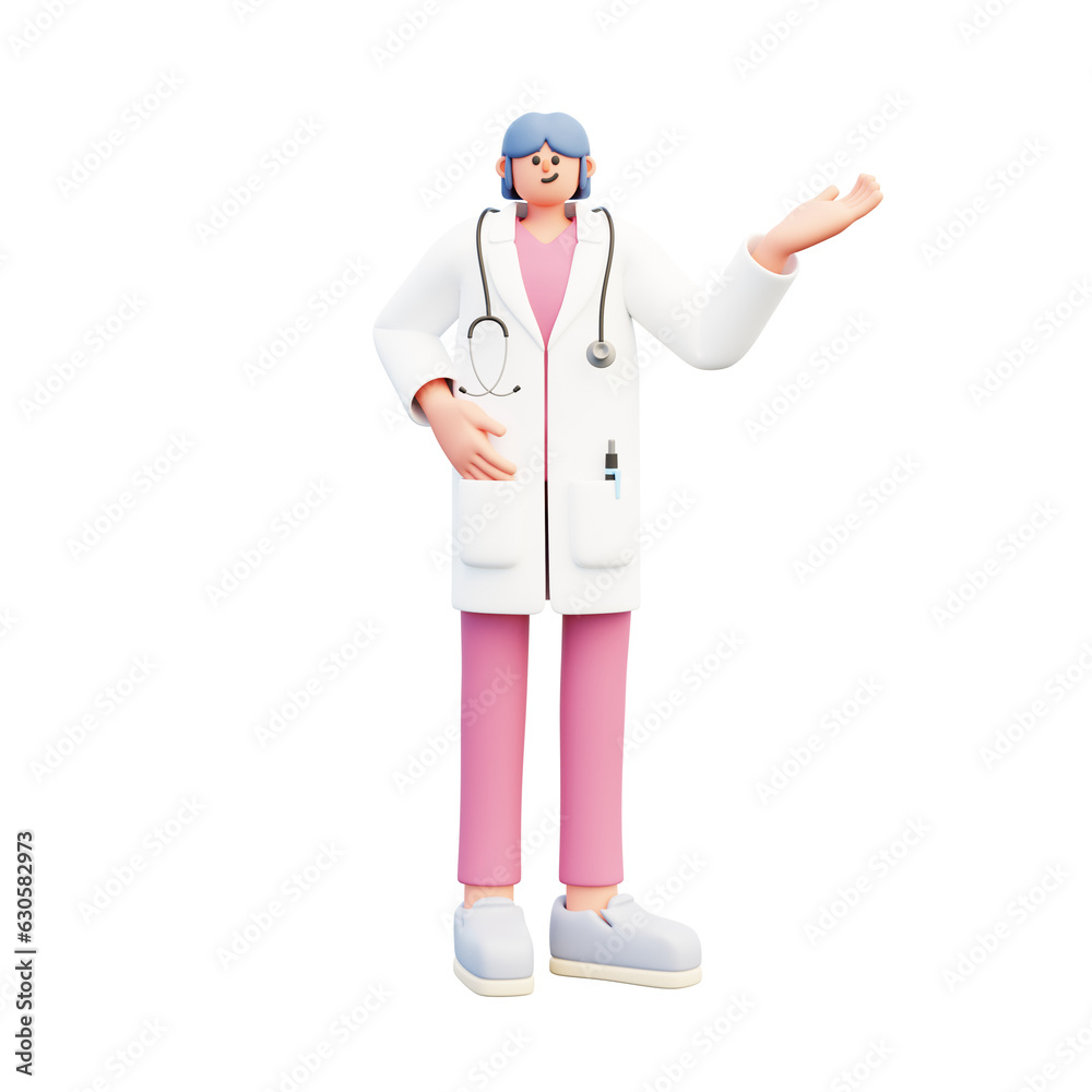 woman doctor makes presentation 3d illustration woman doctor makes presentation 3d illustration