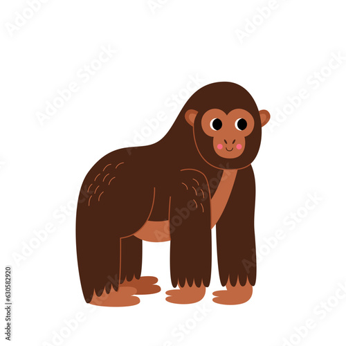 Vector picture of cute gorilla isolated on white background.