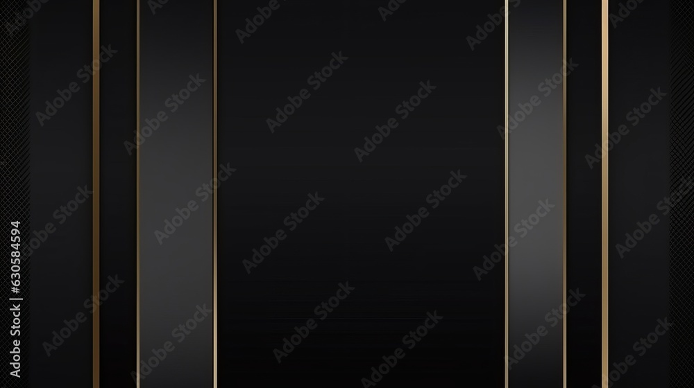 Abstract luxury black grey gradient backgrounds with rectangle frame, golden metallic stripes. Elegant ribbon vertical horizontal banner. Simple minimal border for sale. Dark backdrop, Generative AI