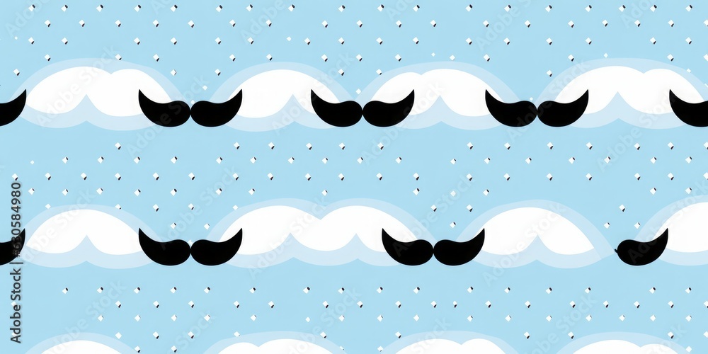 Argyle pattern. Light blue and white squares with black mustache and ...