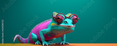 Festive Chameleon Cartoon HD Wallpaper with Vibrant Colors and Free Download, Generative AI