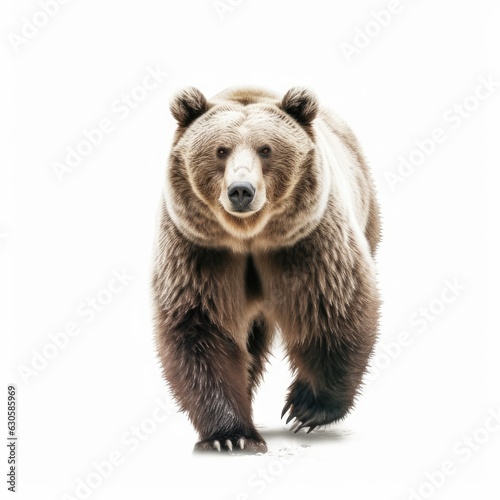 Wild Beauty: Captivating Brown Bear Roaming Freely in a White Background Setting © 0xfrnt
