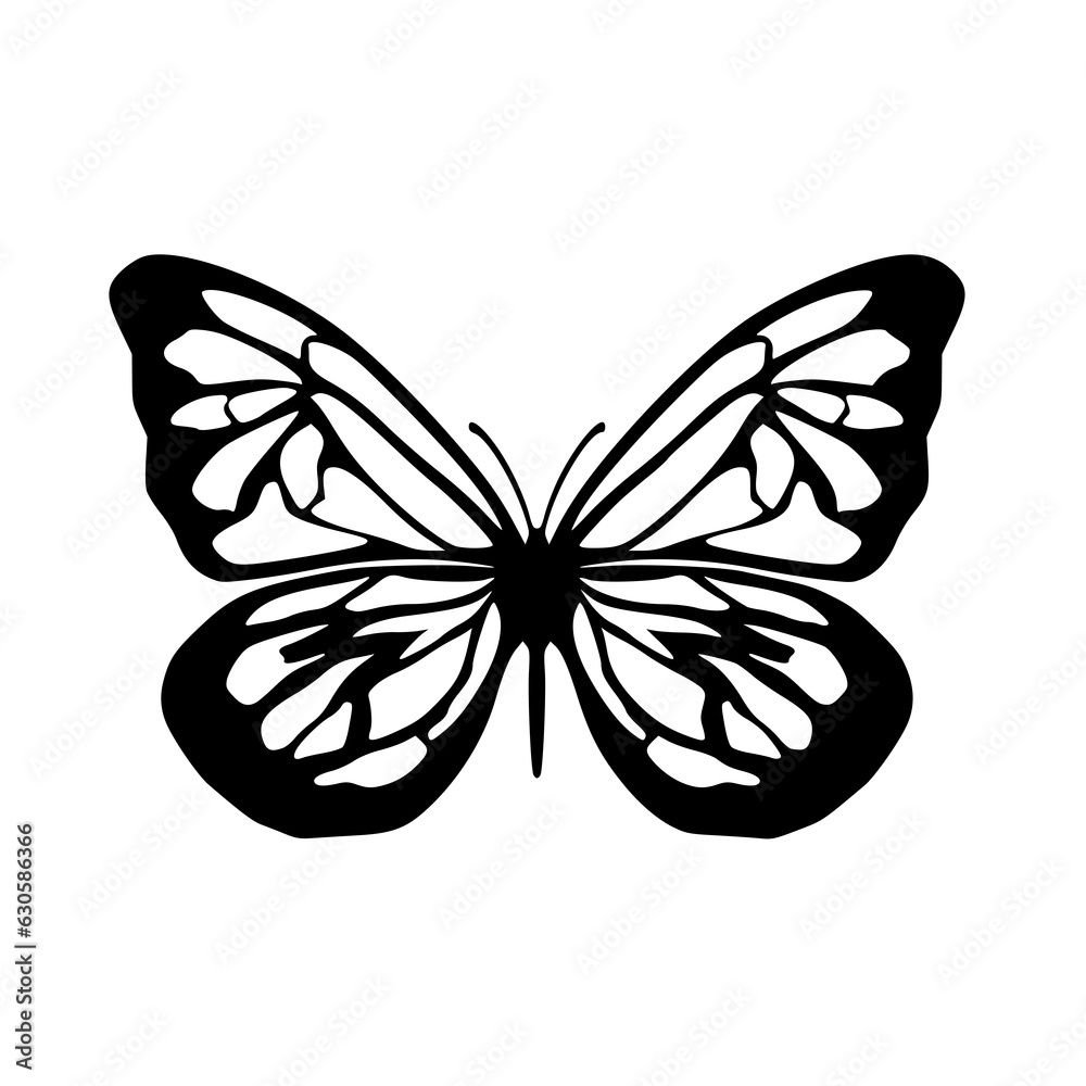 Butterfly outline. Hand drawn illustration. Doodle line art Butterfly outline. Hand drawn illustration. Doodle line art