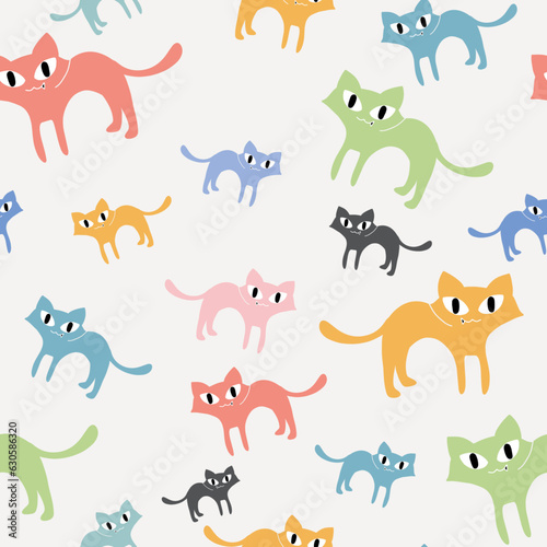 Seamless pattern cat pastel color for background