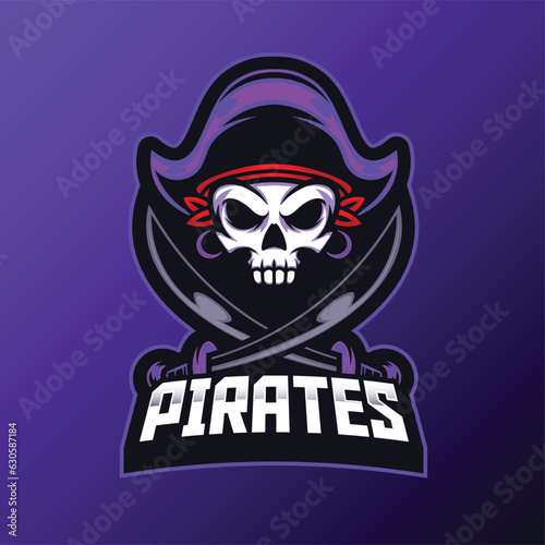 Pirates mascot logo with vector illustration in esport logo style