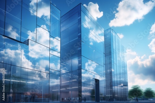 Cloudscape Glass Panels  A Breathtaking View from the Top of the Building  Generative AI
