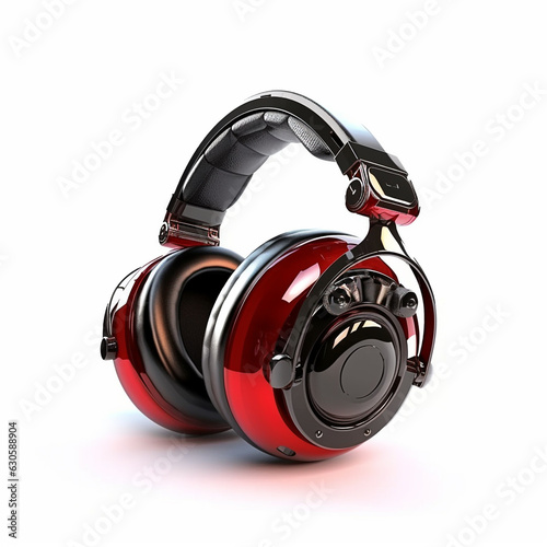 Red headphones audio technology illustration