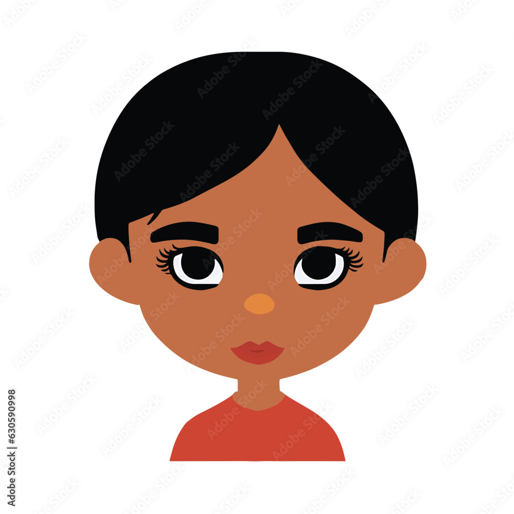 Vector illustration of beautiful cute little indian girl face on white background