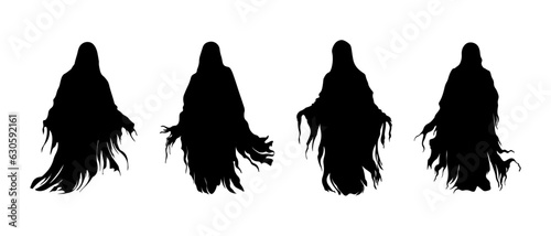 Vector Halloween Ghost Silhouette Set, Ghost Collection, isolated on white background, Vector Illustration
