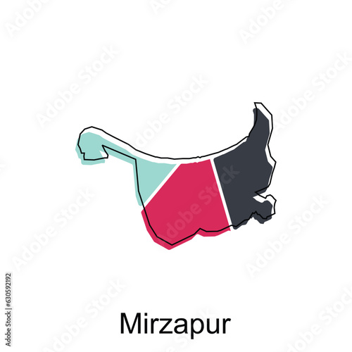 Mirzapur City of India Country map vector illustration design template, vector with outline graphic sketch style on white background photo